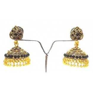 Golden Oxidized Earrings Jhumka Jhumki Jewelry Bollywood Drop Dangle Long AE25